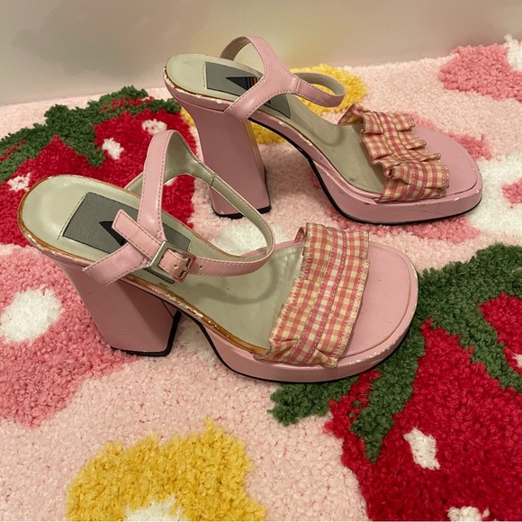 Vintage Deadstock Aldo Gingham Block Heels - Picture 4 of 7